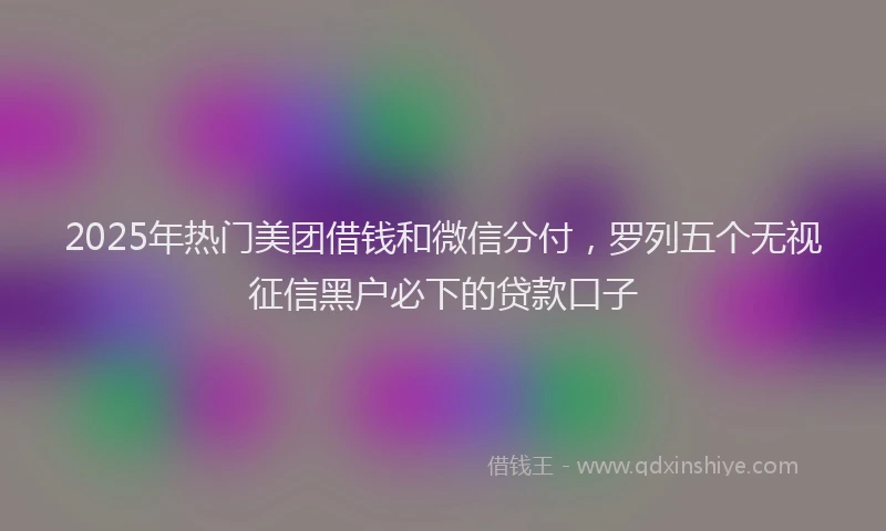 2025年热门美团借钱和微信分付，罗列五个无视征信黑户必下的贷款口子