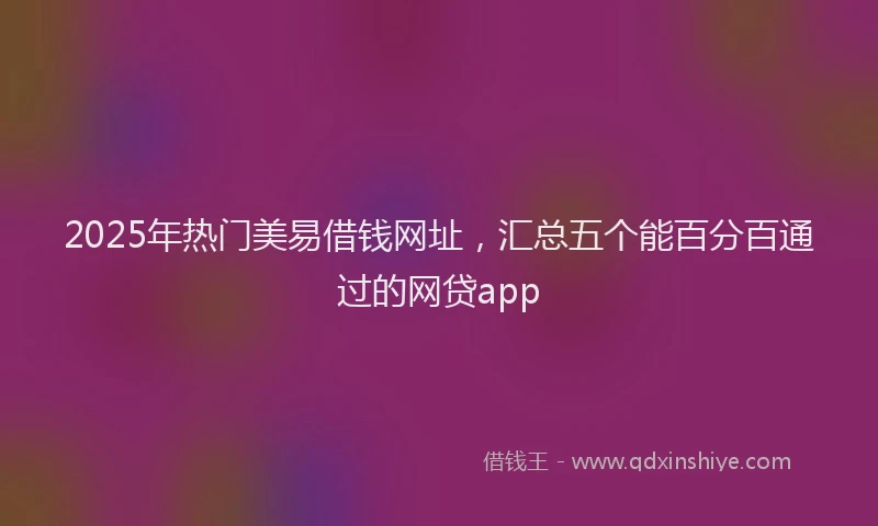 2025年热门美易借钱网址，汇总五个能百分百通过的网贷app