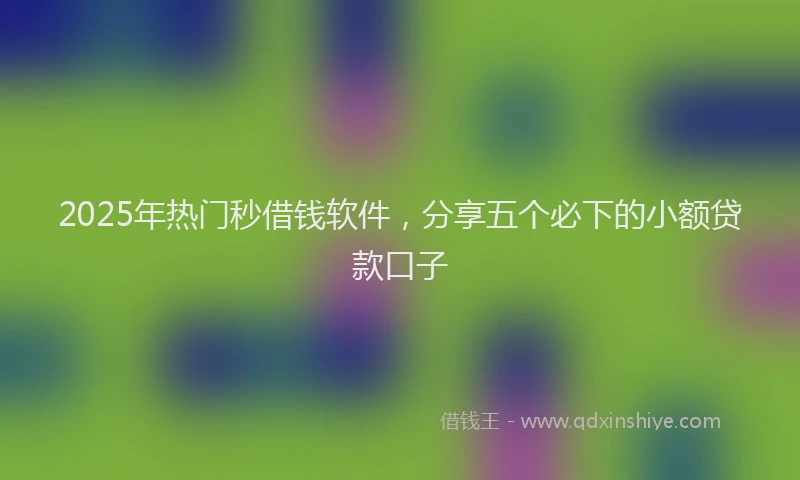 2025年热门秒借钱软件，分享五个必下的小额贷款口子