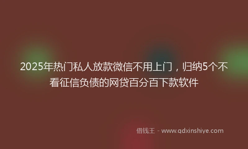 2025年热门私人放款微信不用上门，归纳5个不看征信负债的网贷百分百下款软件