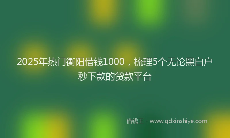 2025年热门衡阳借钱1000，梳理5个无论黑白户秒下款的贷款平台