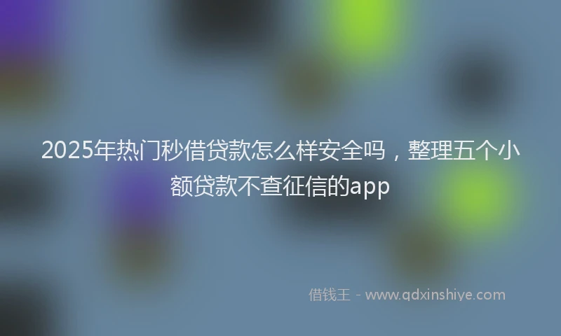 2025年热门秒借贷款怎么样安全吗，整理五个小额贷款不查征信的app