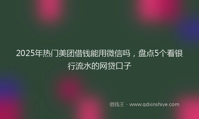 2025年热门美团借钱能用微信吗，盘点5个看银行流水的网贷口子