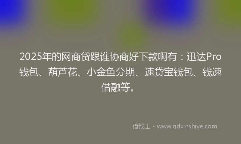2025年的网商贷跟谁协商好下款啊有：迅达Pro钱包、葫芦花、小金鱼分期、速贷宝钱包、钱速借融等。