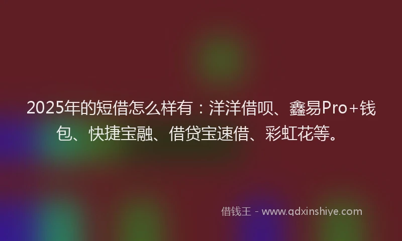 2025年的短借怎么样有：洋洋借呗、鑫易Pro+钱包、快捷宝融、借贷宝速借、彩虹花等。