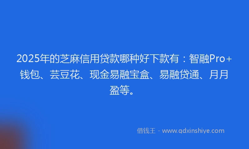 2025年的芝麻信用贷款哪种好下款有：智融Pro+钱包、芸豆花、现金易融宝盒、易融贷通、月月盈等。