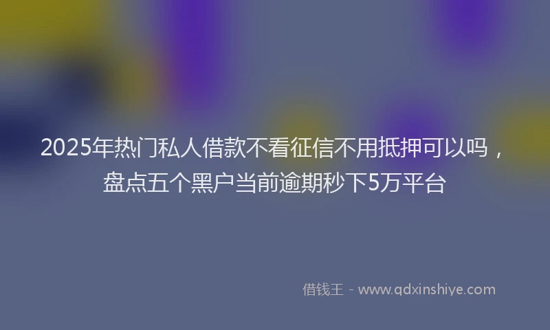 2025年热门私人借款不看征信不用抵押可以吗，盘点五个黑户当前逾期秒下5万平台
