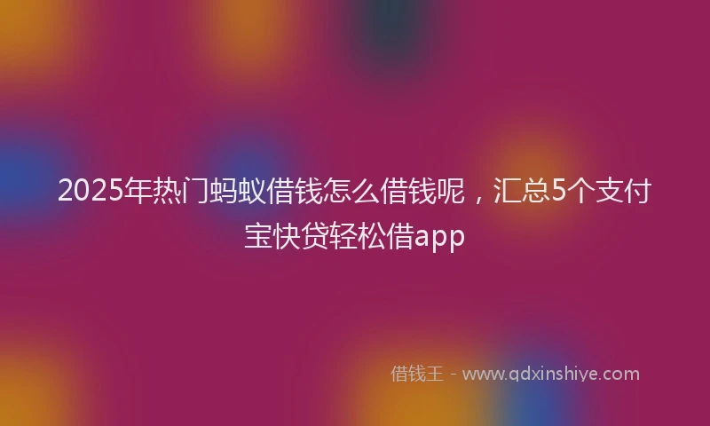 2025年热门蚂蚁借钱怎么借钱呢，汇总5个支付宝快贷轻松借app
