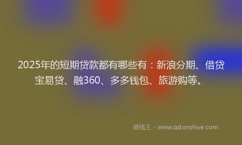 2025年的短期贷款都有哪些有：新浪分期、借贷宝易贷、融360、多多钱包、旅游购等。