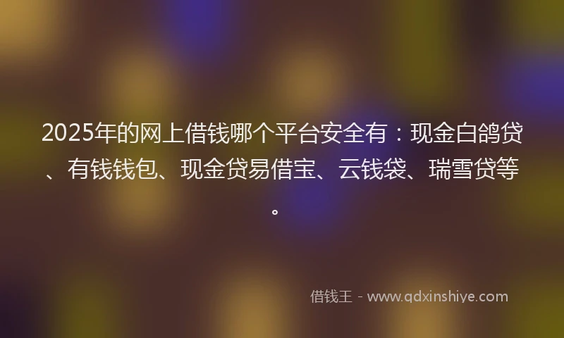 2025年的网上借钱哪个平台安全有：现金白鸽贷、有钱钱包、现金贷易借宝、云钱袋、瑞雪贷等。