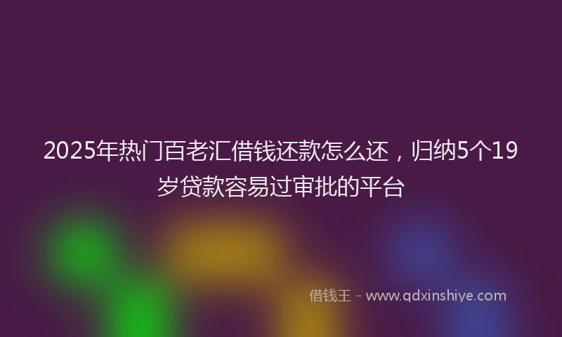 2025年热门百老汇借钱还款怎么还，归纳5个19岁贷款容易过审批的平台