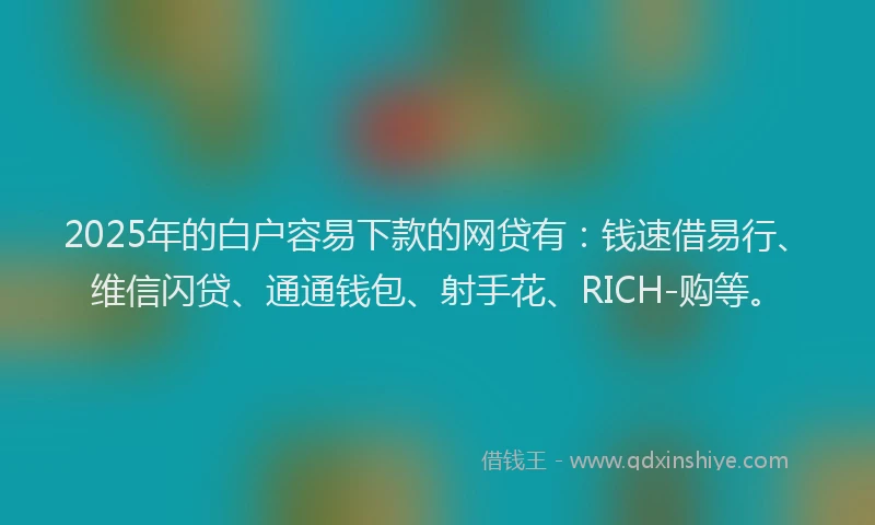 2025年的白户容易下款的网贷有：钱速借易行、维信闪贷、通通钱包、射手花、RICH-购等。