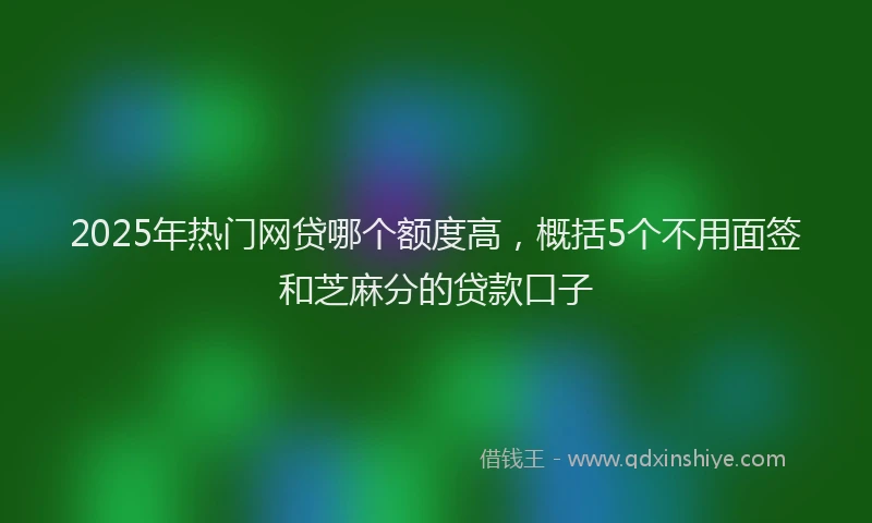 2025年热门网贷哪个额度高，概括5个不用面签和芝麻分的贷款口子