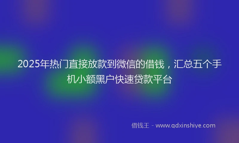 2025年热门直接放款到微信的借钱，汇总五个手机小额黑户快速贷款平台