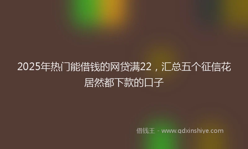 2025年热门能借钱的网贷满22，汇总五个征信花居然都下款的口子