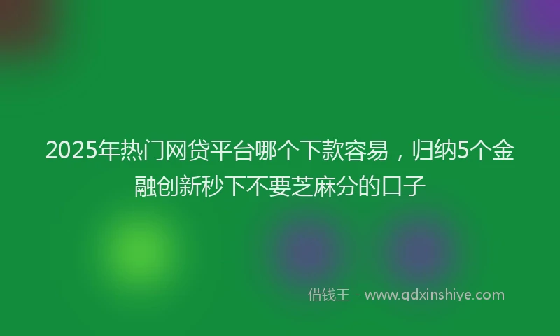2025年热门网贷平台哪个下款容易，归纳5个金融创新秒下不要芝麻分的口子