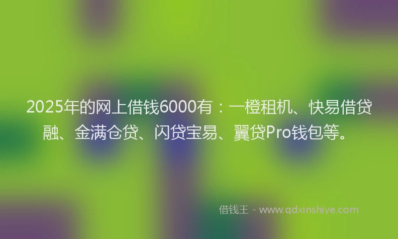 2025年的网上借钱6000有：一橙租机、快易借贷融、金满仓贷、闪贷宝易、翼贷Pro钱包等。