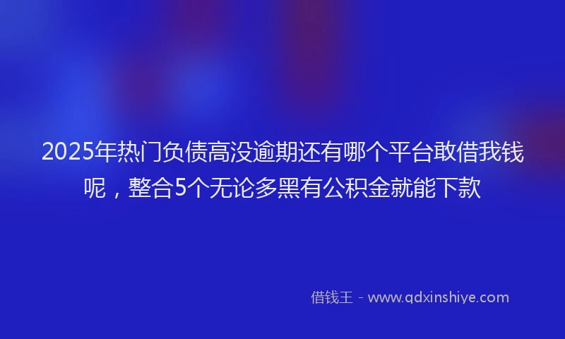 2025年热门负债高没逾期还有哪个平台敢借我钱呢，整合5个无论多黑有公积金就能下款