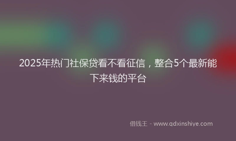 2025年热门社保贷看不看征信，整合5个最新能下来钱的平台