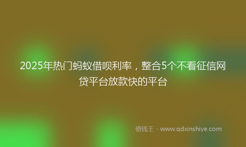 2025年热门蚂蚁借呗利率，整合5个不看征信网贷平台放款快的平台