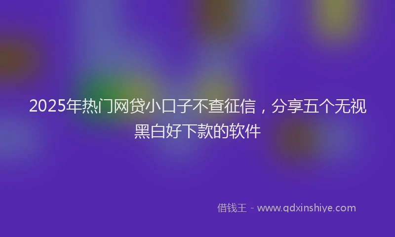 2025年热门网贷小口子不查征信，分享五个无视黑白好下款的软件