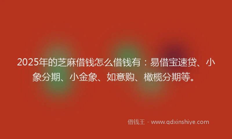 2025年的芝麻借钱怎么借钱有：易借宝速贷、小象分期、小金象、如意购、橄榄分期等。
