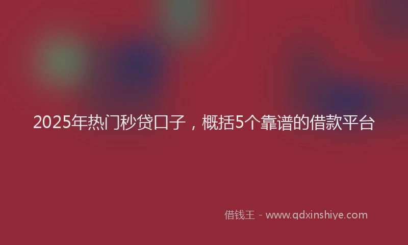 2025年热门秒贷口子，概括5个靠谱的借款平台