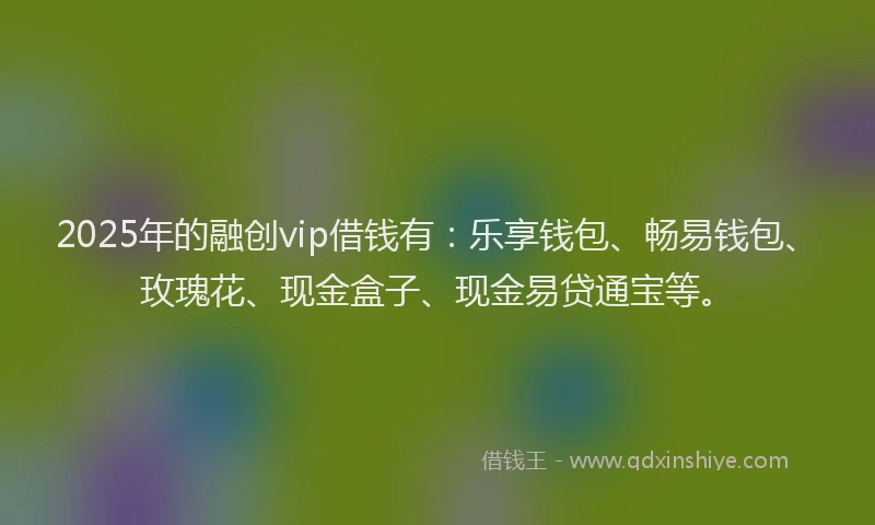 2025年的融创vip借钱有：乐享钱包、畅易钱包、玫瑰花、现金盒子、现金易贷通宝等。