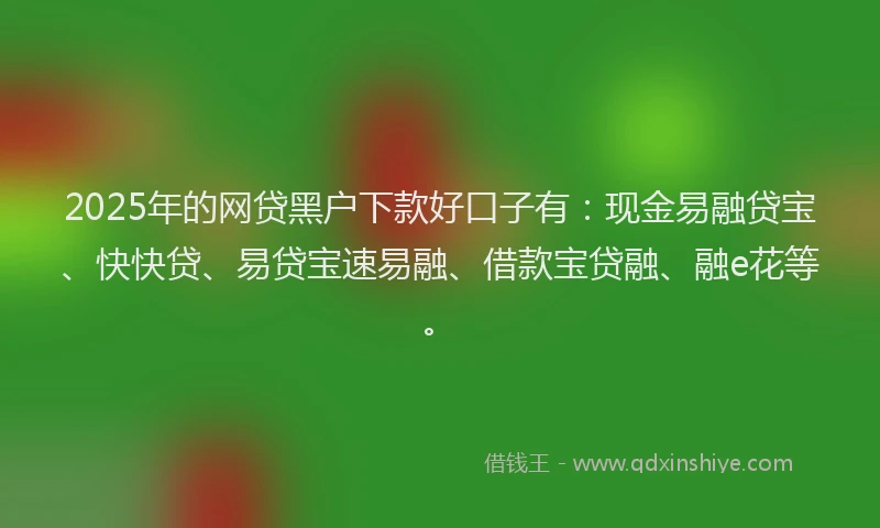 2025年的网贷黑户下款好口子有：现金易融贷宝、快快贷、易贷宝速易融、借款宝贷融、融e花等。