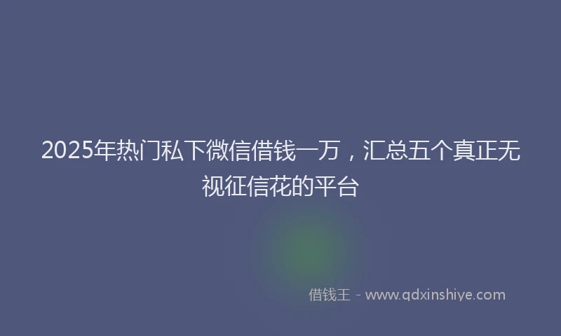 2025年热门私下微信借钱一万，汇总五个真正无视征信花的平台