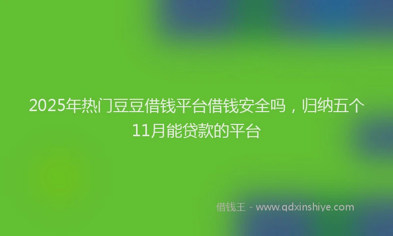 2025年热门豆豆借钱平台借钱安全吗，归纳五个11月能贷款的平台