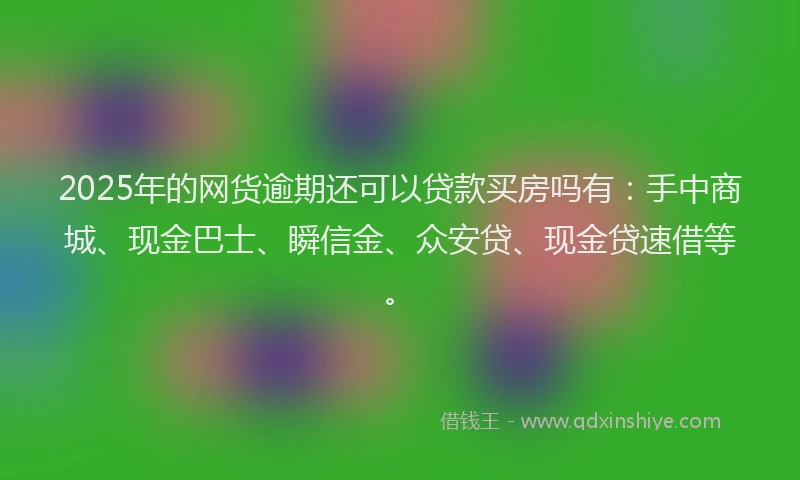 2025年的网货逾期还可以贷款买房吗有：手中商城、现金巴士、瞬信金、众安贷、现金贷速借等。