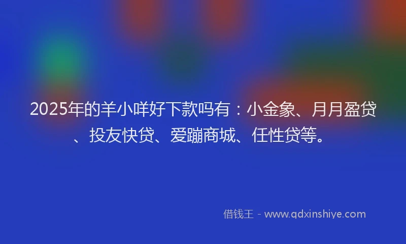 2025年的羊小咩好下款吗有：小金象、月月盈贷、投友快贷、爱蹦商城、任性贷等。