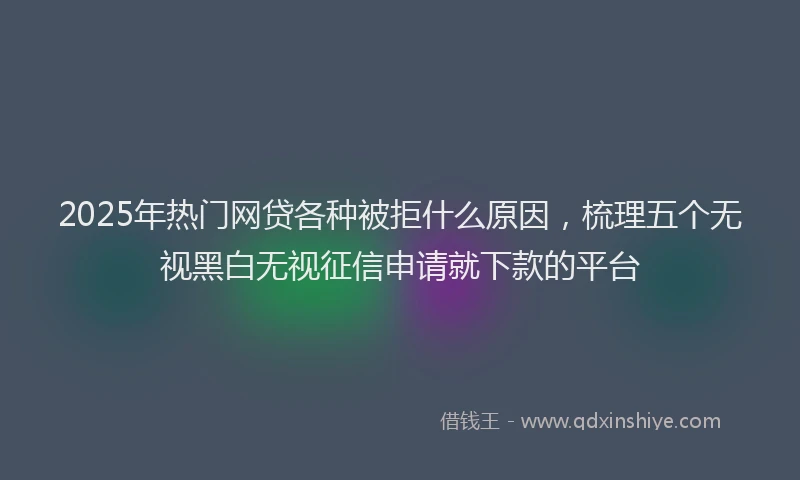 2025年热门网贷各种被拒什么原因，梳理五个无视黑白无视征信申请就下款的平台