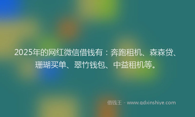 2025年的网红微信借钱有：奔跑租机、森森贷、珊瑚买单、翠竹钱包、中益租机等。