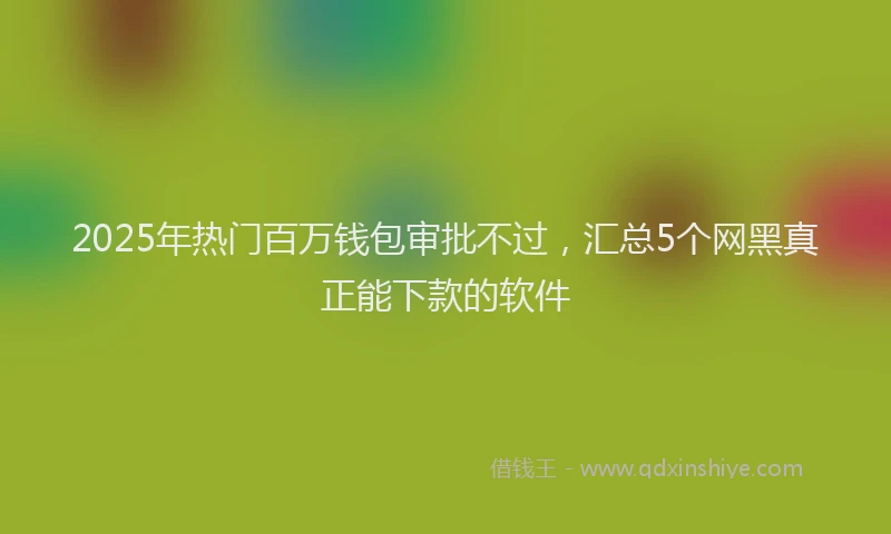 2025年热门百万钱包审批不过，汇总5个网黑真正能下款的软件