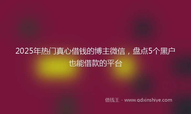 2025年热门真心借钱的博主微信，盘点5个黑户也能借款的平台