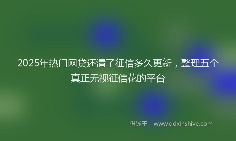 2025年热门网贷还清了征信多久更新，整理五个真正无视征信花的平台