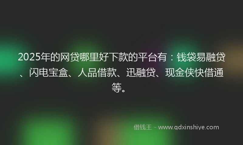 2025年的网贷哪里好下款的平台有：钱袋易融贷、闪电宝盒、人品借款、迅融贷、现金侠快借通等。