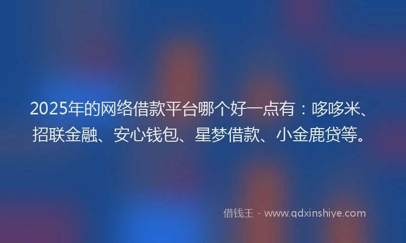 2025年的网络借款平台哪个好一点有：哆哆米、招联金融、安心钱包、星梦借款、小金鹿贷等。