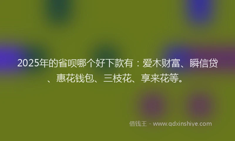 2025年的省呗哪个好下款有：爱木财富、瞬信贷、惠花钱包、三枝花、享来花等。