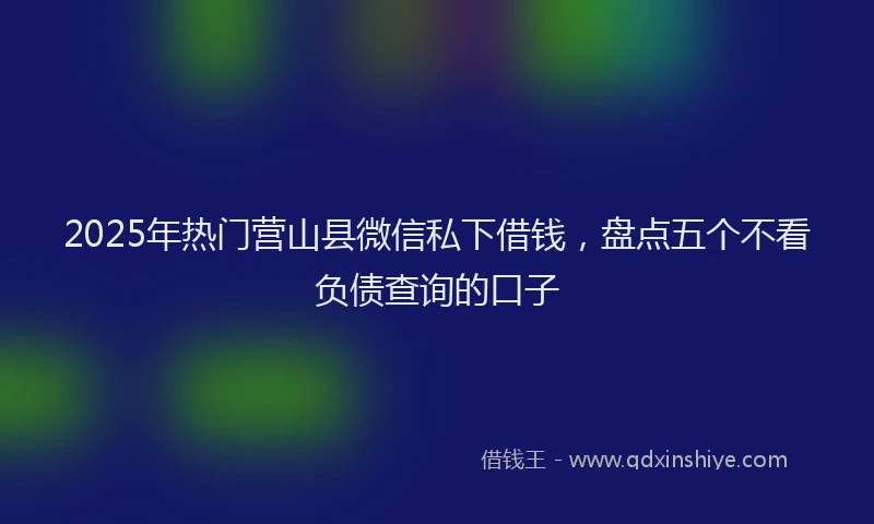 2025年热门营山县微信私下借钱，盘点五个不看负债查询的口子