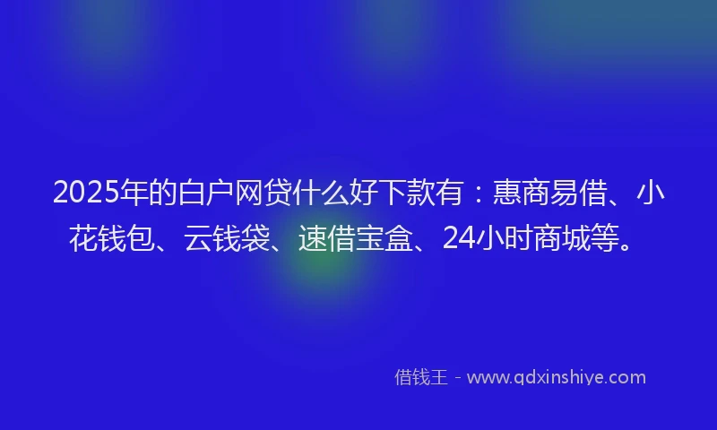 2025年的白户网贷什么好下款有：惠商易借、小花钱包、云钱袋、速借宝盒、24小时商城等。