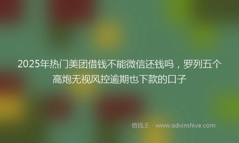 2025年热门美团借钱不能微信还钱吗，罗列五个高炮无视风控逾期也下款的口子
