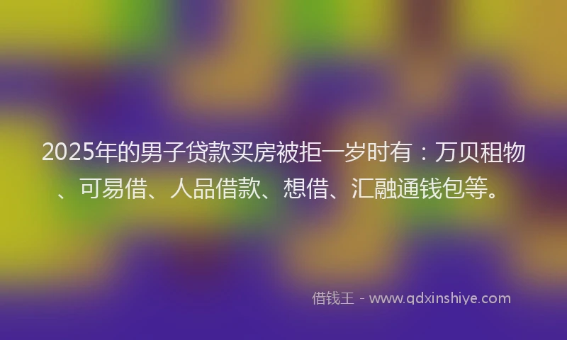 2025年的男子贷款买房被拒一岁时有：万贝租物、可易借、人品借款、想借、汇融通钱包等。