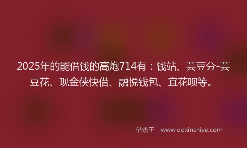 2025年的能借钱的高炮714有：钱站、芸豆分-芸豆花、现金侠快借、融悦钱包、宜花呗等。