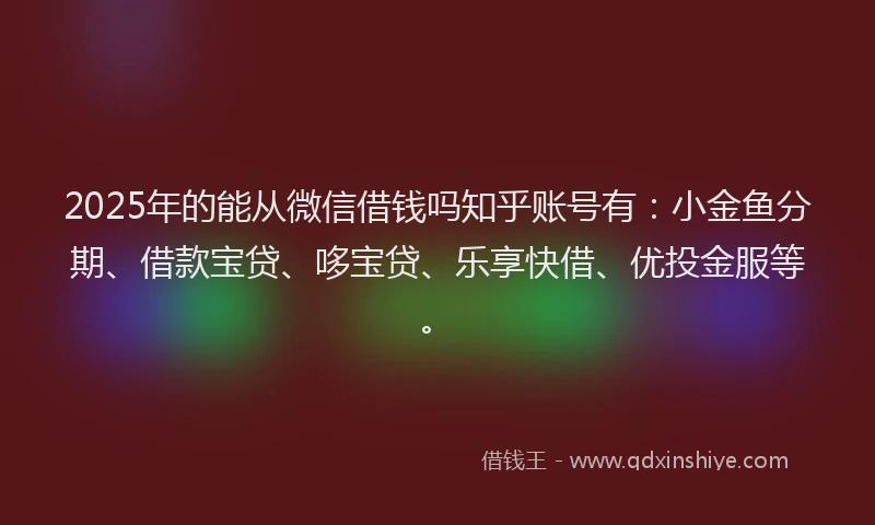 2025年的能从微信借钱吗知乎账号有：小金鱼分期、借款宝贷、哆宝贷、乐享快借、优投金服等。