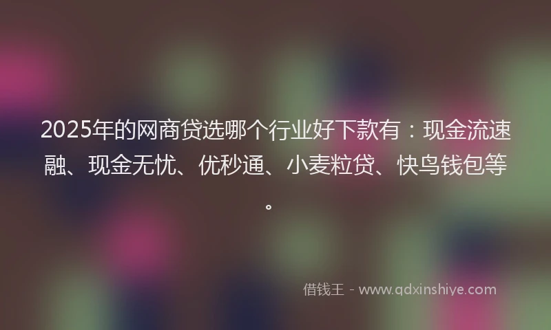 2025年的网商贷选哪个行业好下款有：现金流速融、现金无忧、优秒通、小麦粒贷、快鸟钱包等。