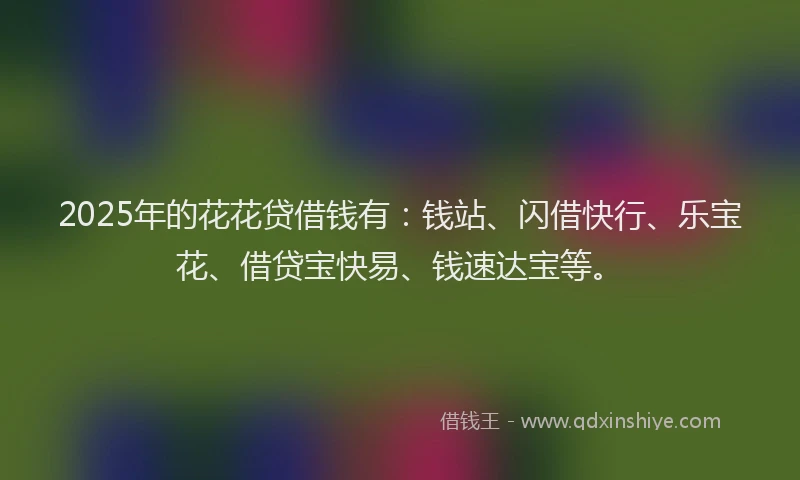 2025年的花花贷借钱有：钱站、闪借快行、乐宝花、借贷宝快易、钱速达宝等。