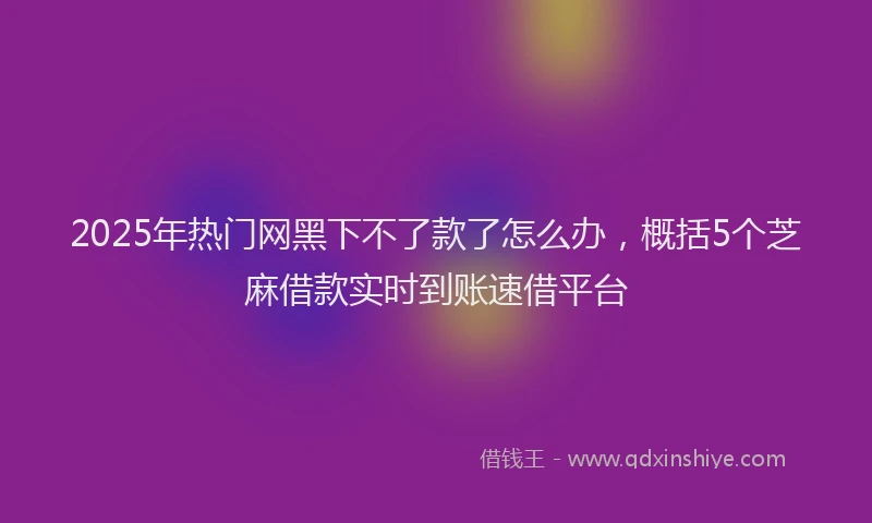 2025年热门网黑下不了款了怎么办，概括5个芝麻借款实时到账速借平台